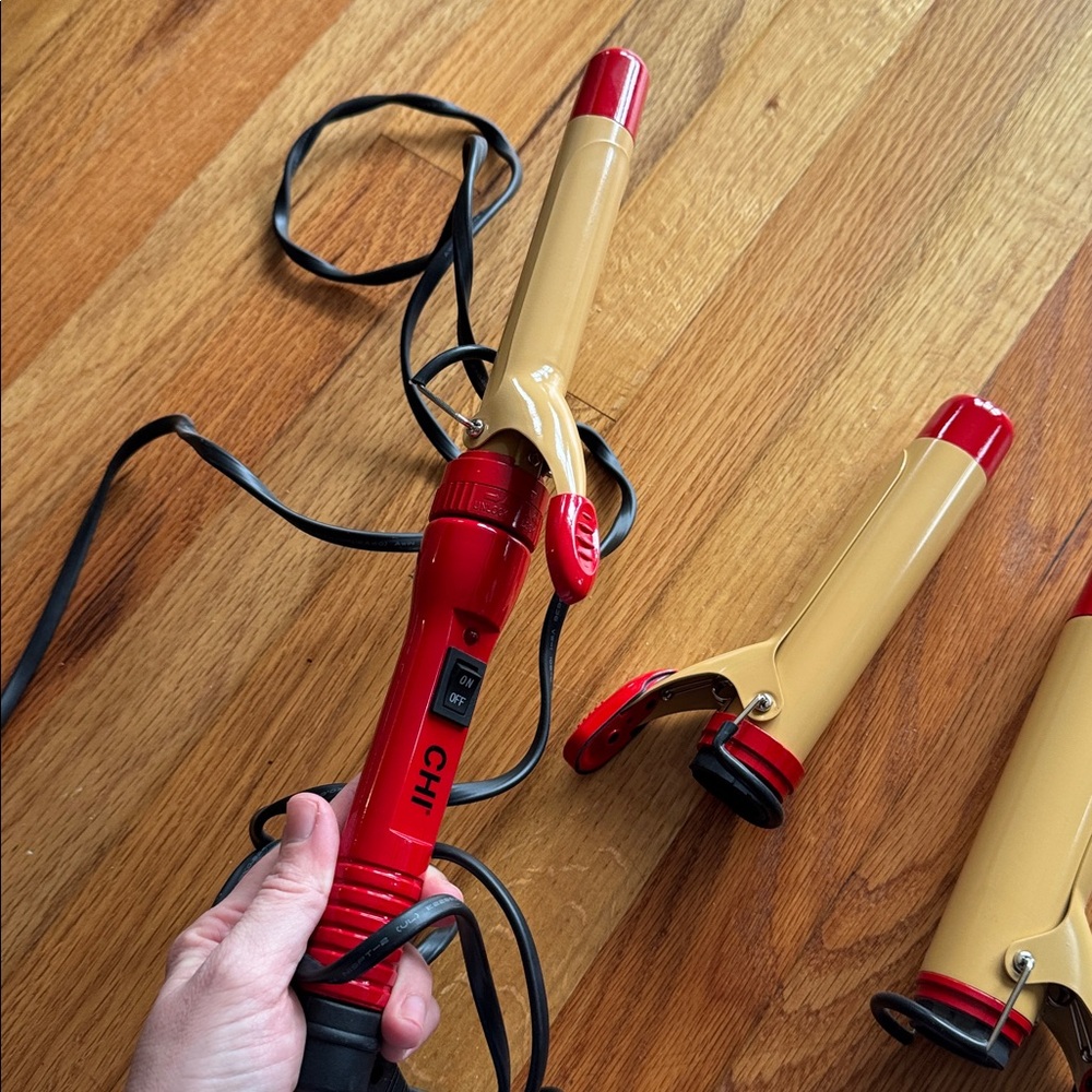 CHI Red and Tan Curling Iron - Picture 3 of 3